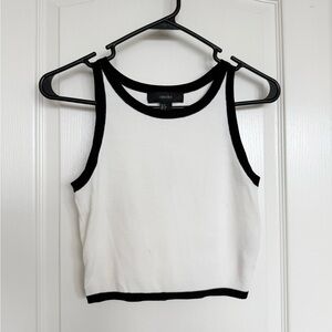 Forever 21 White Crop Top with Black Trim